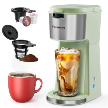 Famiworths Iced Coffee Maker: Hot & Cold Brewer, Eco-Friendly & Compact