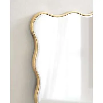 Kate and Laurel Viona Modern Scalloped Rectangle Mirror, 24 x 36, Gold, Decorative Wavy Mirror with Unique Rippled Edge and a Glamorous Gold Finish
