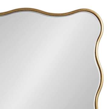 Kate and Laurel Viona Modern Scalloped Rectangle Mirror, 24 x 36, Gold, Decorative Wavy Mirror with Unique Rippled Edge and a Glamorous Gold Finish