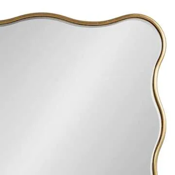 Kate and Laurel Viona Modern Scalloped Rectangle Mirror, 24 x 36, Gold, Decorative Wavy Mirror with Unique Rippled Edge and a Glamorous Gold Finish
