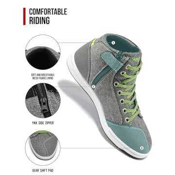 IRON JIA'S Motorcycle Shoes for Men, Breathable Anti-Slip Protective Gear, Powersport Casual Motorcycle Riding Boots (Grey 11)