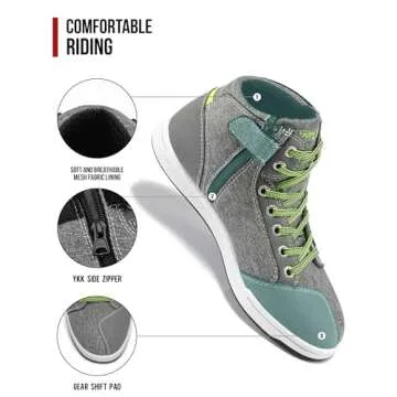 IRON JIA'S Motorcycle Shoes for Men, Breathable Anti-Slip Protective Gear, Powersport Casual Motorcycle Riding Boots (Grey 11)