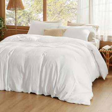 Bedsure 100% Muslin Cotton Duvet Cover Queen Size - Ultra-Soft, Breathable & Lightweight - Linen Lik...