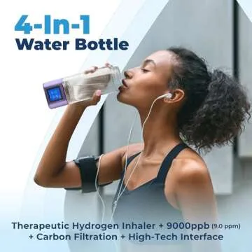 TYENT Portable Hydrogen Water Bottle - Up to 9000ppb - Advanced Filtration & Inhalation Technology -...
