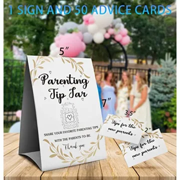 Parenting Tip Jar Sign and Advice Cards for Baby Showers