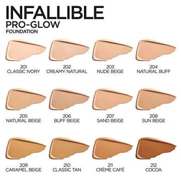 L’Oréal Paris Makeup Infallible Up to 24HR Pro-Glow Foundation, Buff Beige, 1 Fl oz
