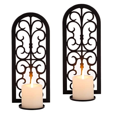 Sziqiqi Metal Candle Sconces Set of 2 - Modern Decorative Wall Holders for Home