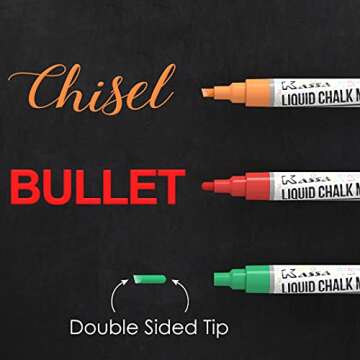 10 Pack 6mm Pastel Multicolor Chalk Markers, With 4 Bullet & Chisel Dual Tips, Works on Chalkboards, Windows, Glass or Mirrors, Erasable & Dust-Free, Ideal for Use at Home, School & Office