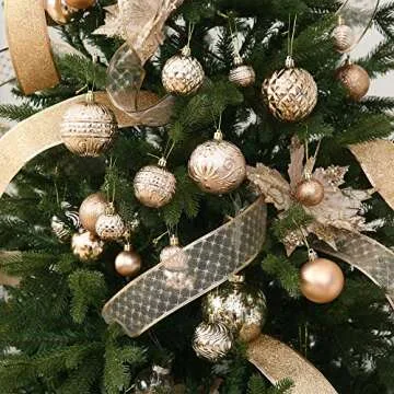Elegant Champagne Christmas Ball Ornaments 36PCS Set