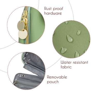 Chandelli Designer Travel Toiletry Bag With Hook - Fits 50 Toiletries - Large Toiletry Bag Hanging - Hanging Makeup Bag Travel Cosmetic Bag - Travel Gifts For Women - Bathroom Travel Bag For Women