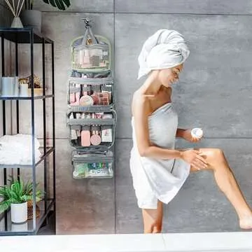 Chandelli Designer Travel Toiletry Bag With Hook - Fits 50 Toiletries - Large Toiletry Bag Hanging - Hanging Makeup Bag Travel Cosmetic Bag - Travel Gifts For Women - Bathroom Travel Bag For Women