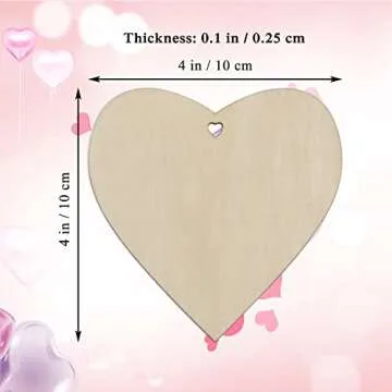 Creaides Wooden Heart Shaped Hanging Ornaments Heart Wood DIY Crafts Cutouts with Hole Hemp Ropes Wo...