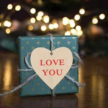 Creaides Wooden Heart Shaped Hanging Ornaments Heart Wood DIY Crafts Cutouts with Hole Hemp Ropes Wood Tags for Wedding Birthday Happy Mother's Day Party Decorations (4x4 in, 20pcs)