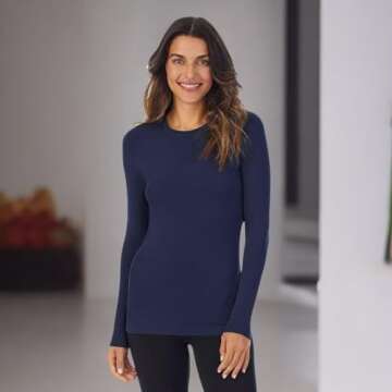 Cuddl Duds Long Sleeve Crew Neck Top for Women