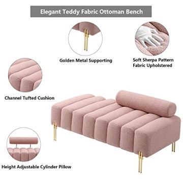 Chic Aoowow Bedroom Ottoman Bench with Gold Legs