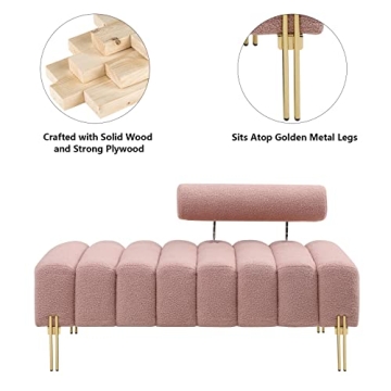 Chic Aoowow Bedroom Ottoman Bench with Gold Legs