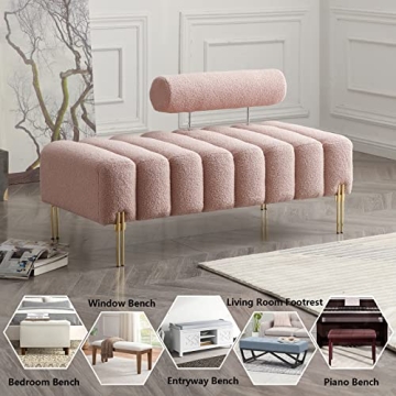 Chic Aoowow Bedroom Ottoman Bench with Gold Legs