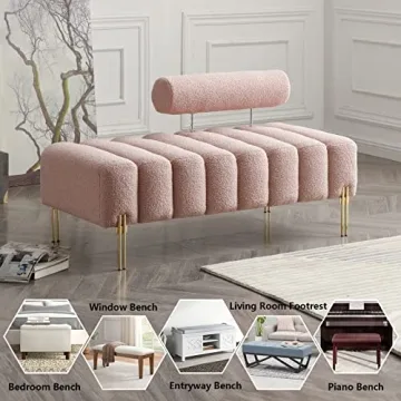 Chic Aoowow Bedroom Ottoman Bench with Gold Legs