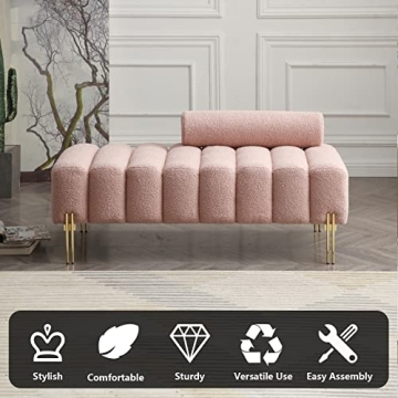Chic Aoowow Bedroom Ottoman Bench with Gold Legs