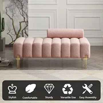 Chic Aoowow Bedroom Ottoman Bench with Gold Legs