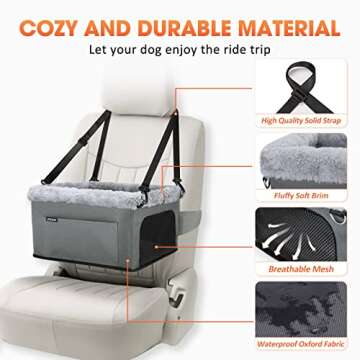 JOEJOY Deluxe Dog Car Booster Seat for Small Pets