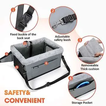 JOEJOY Deluxe Dog Car Booster Seat for Small Pets
