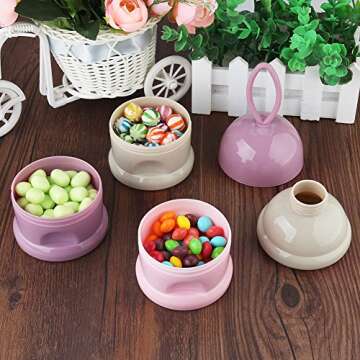 Accmor 3 Layers Baby Milk Powder Formula Dispenser On The Go, Formula Container for Travel, Non-Spill Stackable Baby Snack Storage Container with Handle, BPA Free, Purple