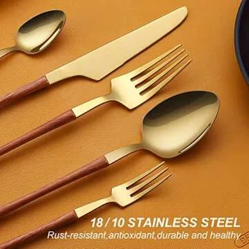 WORTHBUY 30-Piece Flatware Set Stainless Steel Cutlery Service for 6, Including Fork Spoon Knife Tableware, Mirror Polished, Dishwasher Safe