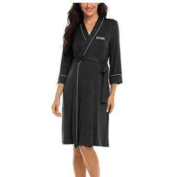 Molliya Maternity Robe Women's Printed Hospital Delivery Nightgown Soft Cotton Breastfeeding Bathrobe Pregnancy Sleepwear with Pockets