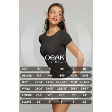 OEAK Womens Summer Short Sleeve Tops Crew Neck Double Lined Tee-Shirts Basic Tees Slim Fit Shirts Cute Y2K Going Out Tops