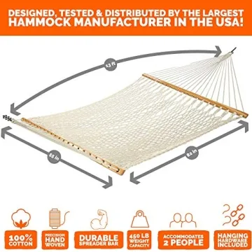 Castaway Living Double Cotton Rope Hammock - Comfortable & Affordable