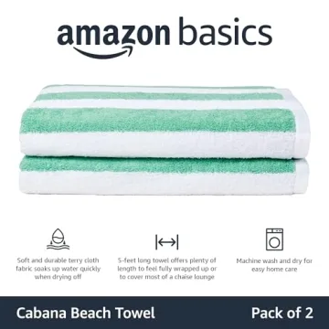 Shop Amazon Basics 100% Cotton Beach Towels, 2-Pack