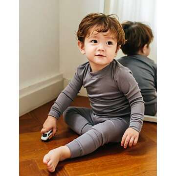 VAENAIT BABY Boys Kids Long Sleeve Sleepwear Pajamas 2pcs Set Modal Grey S