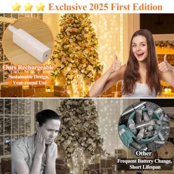 Lipstick Rechargeable Fairy Lights - 1 Pack Twinkle Lights with Timer for Indoor Decoration