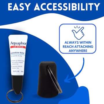 Head Concepts Keychain Cap for Aquaphor Lip Repair Balm - (Keychain Cap Only) Travel Size Chapstick Ointment for Lips - Healing Stick Mini Tube - Made in USA (Black)