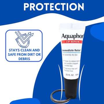 Head Concepts Keychain Cap for Aquaphor Lip Repair Balm - (Keychain Cap Only) Travel Size Chapstick Ointment for Lips - Healing Stick Mini Tube - Made in USA (Black)