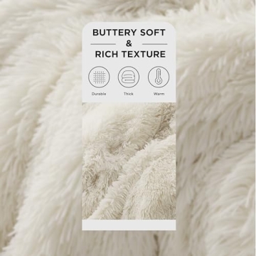 Bedsure Fluffy Cream Throw Blanket for Cozy Comfort