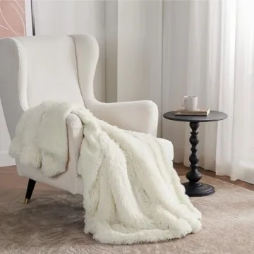 Bedsure Fluffy Cream Throw Blanket for Cozy Comfort