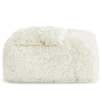 Bedsure Fluffy Cream Throw Blanket for Cozy Comfort
