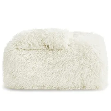 Bedsure Fluffy Cream Throw Blanket for Cozy Comfort