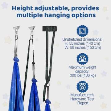 HiCamer Double Layer Sensory Swing for Kids & Adults Holds up to 300lbs Indoor and Outdoor Therapy Cuddle Swing with 360° Swivel Hanger Kit Adjustable Swing with Aspergers Autism ADHD (Star Blue)