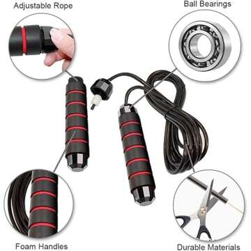Redify Jump Rope,Jump Ropes for Fitness for Women Men and Kids,Speed Jumping Rope for Workout with B...