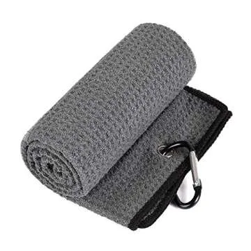 Mile High Life Microfiber Waffle Pattern Golf Towel | Club Groove Cleaner Brush | Foldable Divot Tool with Magnetic Ball Marker (Dark Gray Towel/Brush/Fish Divot)
