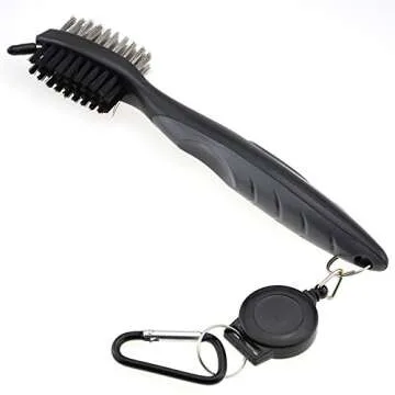 Mile High Life Microfiber Waffle Pattern Golf Towel | Club Groove Cleaner Brush | Foldable Divot Tool with Magnetic Ball Marker (Dark Gray Towel/Brush/Fish Divot)