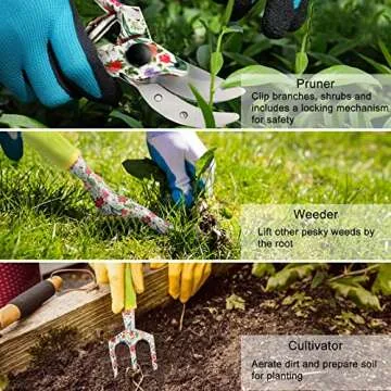 Ahomdoo Garden Tool Set 9 Piece for Women Gardening