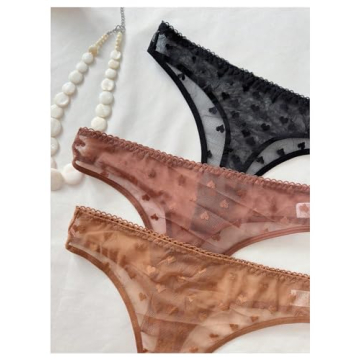 GORGLITTER Women's 5 Pack Sheer Panties Low Rise Thongs