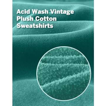 Hatant Sweatshirt for Women Acid Wash Athletic Hoodies Heritage Fleece V-neck Long Sleeve Hoodie Y2K Crop Pullover Women Sweatshirt Cotton Fleece Lined Hoodies Workout Pullover Shirt Emerald Green-L