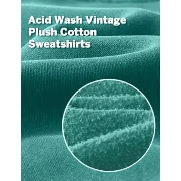 Hatant Sweatshirt for Women Acid Wash Athletic Hoodies Heritage Fleece V-neck Long Sleeve Hoodie Y2K Crop Pullover Women Sweatshirt Cotton Fleece Lined Hoodies Workout Pullover Shirt Emerald Green-L