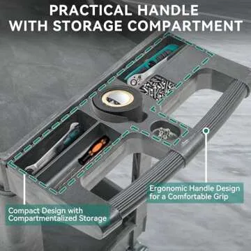 YITAHOME Utility Cart on Wheels, 550 lbs Capacity Service Cart, 40 x 17 Inch Rolling Work Carts, 2 Shelf Heavy Duty Plastic Cart Suitable for Warehouse, Garage, School & Office, Cleaning, Gray