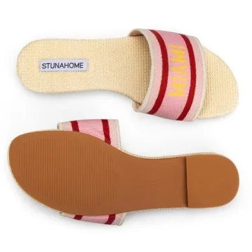 STUNAHOME Summer Flat Sandals for Women Fashion slide Sandals Womens